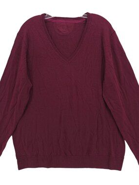 WOOLX  Francesca Sweater V-Neck Burgundy Red 100% Merino Wool EUC Women's XL